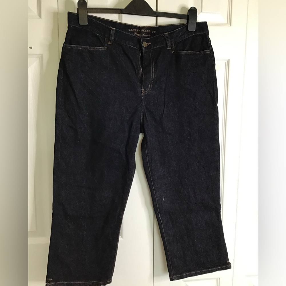 LRL Lauren Ralph Lauren Classic Midcalf Jeans Womens Size 10 Black Dark Wash